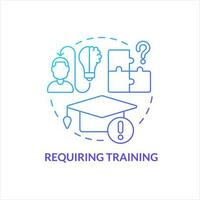 Requiring training blue gradient concept icon. Master new hardware. Provide educational course abstract idea thin line illustration. Isolated outline drawing vector