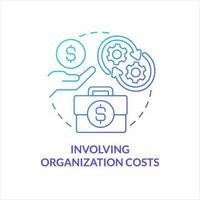 Involving organization costs blue gradient concept icon. Manage company budget. Financial regulation abstract idea thin line illustration. Isolated outline drawing vector