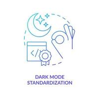 Dark mode standardization blue gradient concept icon. Digital design. Trending web development technology abstract idea thin line illustration. Isolated outline drawing vector