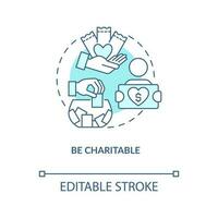 Use charitable involvement turquoise concept icon. Finding more customers tip abstract idea thin line illustration. Isolated outline drawing. Editable stroke vector