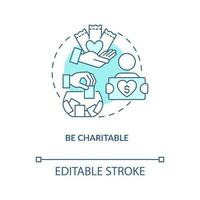 Use charitable involvement turquoise concept icon. Finding more customers tip abstract idea thin line illustration. Isolated outline drawing. Editable stroke vector