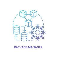 paquete gerente azul degradado concepto icono. sitio web producción. futuro de digital tecnologías resumen idea Delgado línea ilustración. aislado contorno dibujo vector