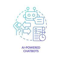 ai motorizado chatbots azul degradado concepto icono. instante apoyo. web solicitud desarrollo tendencia resumen idea Delgado línea ilustración. aislado contorno dibujo vector