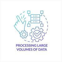 Processing large volumes of data blue gradient concept icon. Operating big data. Software performance abstract idea thin line illustration. Isolated outline drawing vector