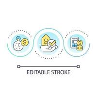 Financial operation loop concept icon. Affordable pricing. Payment. Provide transaction. Cash register abstract idea thin line illustration. Isolated outline drawing. Editable stroke vector