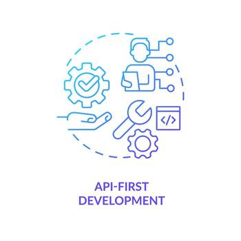 API first development blue gradient concept icon. Digital production. Future of web technologies abstract idea thin line illustration. Isolated outline drawing vector