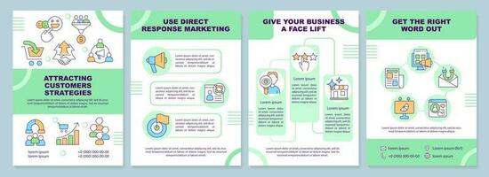 Attracting customers strategy brochure template. Leaflet design with linear icons. Editable 4 vector layouts for presentation, annual reports