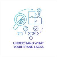 Understand your brand lacks blue gradient concept icon. Define business weaknesses. Check problem abstract idea thin line illustration. Isolated outline drawing vector