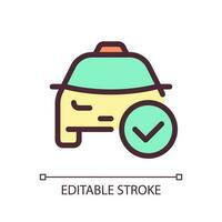 Approved taxi order pixel perfect RGB color ui icon. Digital service. Simple filled line element. GUI, UX design for mobile app. Vector isolated pictogram. Editable stroke