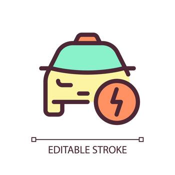 Taxi and lightning pixel perfect RGB color ui icon. Notification for passenger. Simple filled line element. GUI, UX design for mobile app. Vector isolated pictogram. Editable stroke