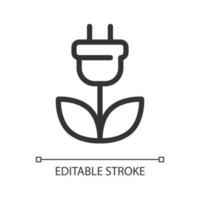 Green electricity pixel perfect linear ui icon. Sustainable power source. Energy generation. GUI, UX design. Outline isolated user interface element for app and web. Editable stroke vector