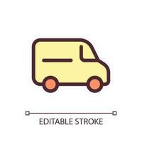 Van pixel perfect RGB color ui icon. Small cargo automobile. Delivery service. Simple filled line element. GUI, UX design for mobile app. Vector isolated pictogram. Editable stroke