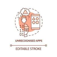Unrecognized apps terracotta concept icon. Digital viruses. Malicious software abstract idea thin line illustration. Isolated outline drawing. Editable stroke vector