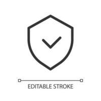 Cyber security pixel perfect linear ui icon. Antivirus program for device. Safety on internet. GUI, UX design. Outline isolated user interface element for app and web. Editable stroke vector