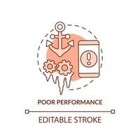 Poor performance terracotta concept icon. Freezing screen. Crashing apps abstract idea thin line illustration. Isolated outline drawing. Editable stroke vector