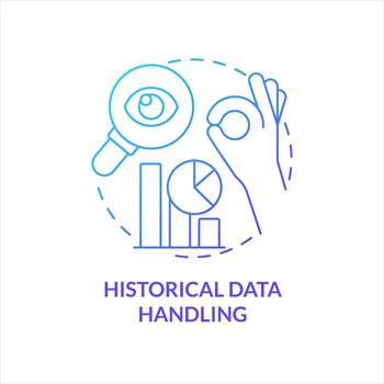 Historical data handling blue gradient concept icon. Business analytics. Optimize working process abstract idea thin line illustration. Isolated outline drawing vector