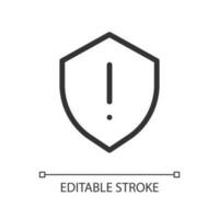 Security hazard pixel perfect linear ui icon. Antimalware notification. Protection online. GUI, UX design. Outline isolated user interface element for app and web. Editable stroke vector