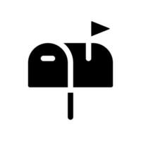 Mailbox black glyph ui icon. Incoming letters. Personal address. User interface design. Silhouette symbol on white space. Solid pictogram for web, mobile. Isolated vector illustration