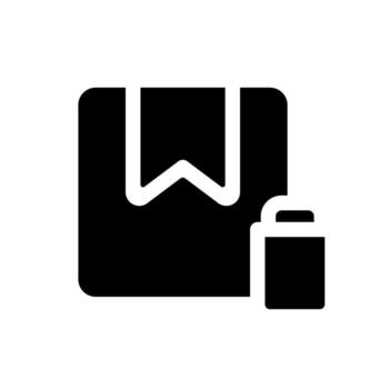 Eliminar orden negro glifo ui icono. cancelar paquete o empaquetar entrega. borrar caja información. usuario interfaz diseño. silueta símbolo en blanco espacio. sólido pictograma para web, móvil. aislado vector ilustración