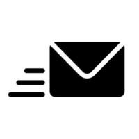 Letter black glyph ui icon. Written correspondence. Express mail. User interface design. Silhouette symbol on white space. Solid pictogram for web, mobile. Isolated vector illustration