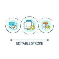 Accounting service online loop concept icon. Consultation of specialist. Financial management abstract idea thin line illustration. Isolated outline drawing. Editable stroke vector