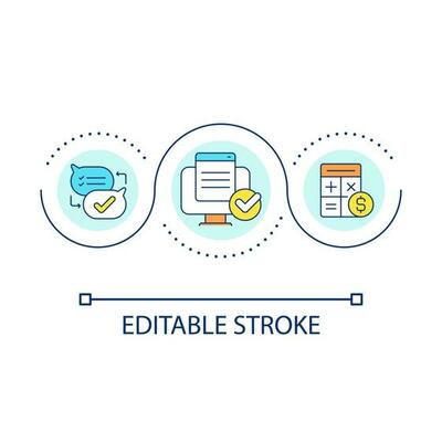 Accounting service online loop concept icon. Consultation of specialist. Financial management abstract idea thin line illustration. Isolated outline drawing. Editable stroke