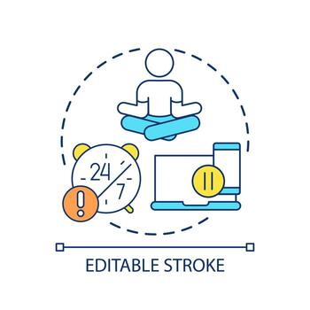 Set healthy screen free limits concept icon. Social media addiction. Stop doomscrolling abstract idea thin line illustration. Isolated outline drawing. Editable stroke vector