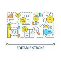 Payments regulation concept icon. Financial management optimization. Accounting service abstract idea thin line illustration. Isolated outline drawing. Editable stroke vector