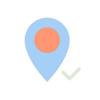 Reaching pinned destination flat color ui icon. Approved place on map. Save route. GPS navigation. Simple filled element for mobile app. Colorful solid pictogram. Vector isolated RGB illustration