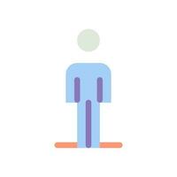 Standing pedestrian flat color ui icon. Person waiting to cross road. GPS navigation. Zebra crossing. Simple filled element for mobile app. Colorful solid pictogram. Vector isolated RGB illustration