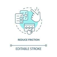 Reduce friction turquoise concept icon. Star-rating system. Get customer reviews abstract idea thin line illustration. Isolated outline drawing. Editable stroke vector