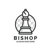 Bishop chess logo design vector illustration