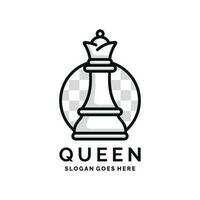 Queen chess logo design vector illustration