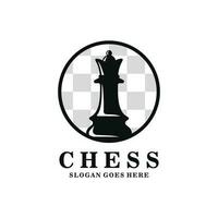 Queen chess logo design vector illustration