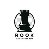 Rook chess logo design vector illustration