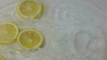 Lemon, slow motion, slow motion of lemon in water video