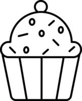 Isolated Muffin Icon in Black Line Art. vector