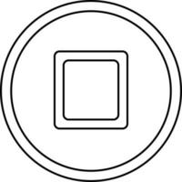 Stop or Push Button Icon in Black Outline. vector