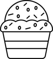 Line Art Muffin Icon in Flat Style. vector