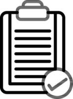 Approved Clipboard Icon In Black Line Art. vector