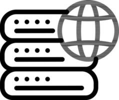 Global Server Icon or Symbol in Black Thin Line Art. vector