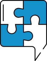 Jigsaw Puzzle Icon In Blue And White Color. vector