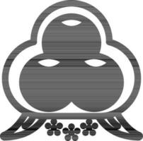 Vector Illustration Of Buddhist Three Jewels Icon In Black And White Color.