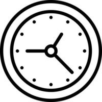 plano estilo reloj icono en negro Delgado línea Arte. vector