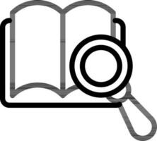 Searching Book Icon or Symbol in Black Line Art. vector