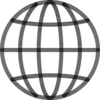 Black Line Art Globe Icon in Flat Style. vector