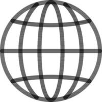 Black Line Art Globe Icon in Flat Style. vector