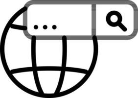 Global Search Or URL Icon In Black Line Art. vector