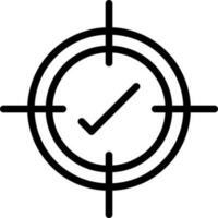 Target Sign with Check Mark Icon in Black Line Art. vector