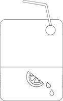 Juice Box With Straw Icon In Black Outline. vector